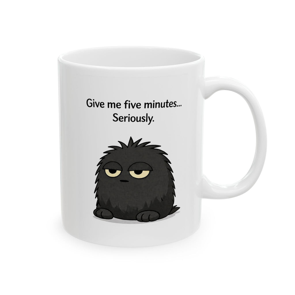 Ceramic Mug - Cute Black Grump Illustration | Funny Dry Humor Coffee Cup (11oz, 15oz)