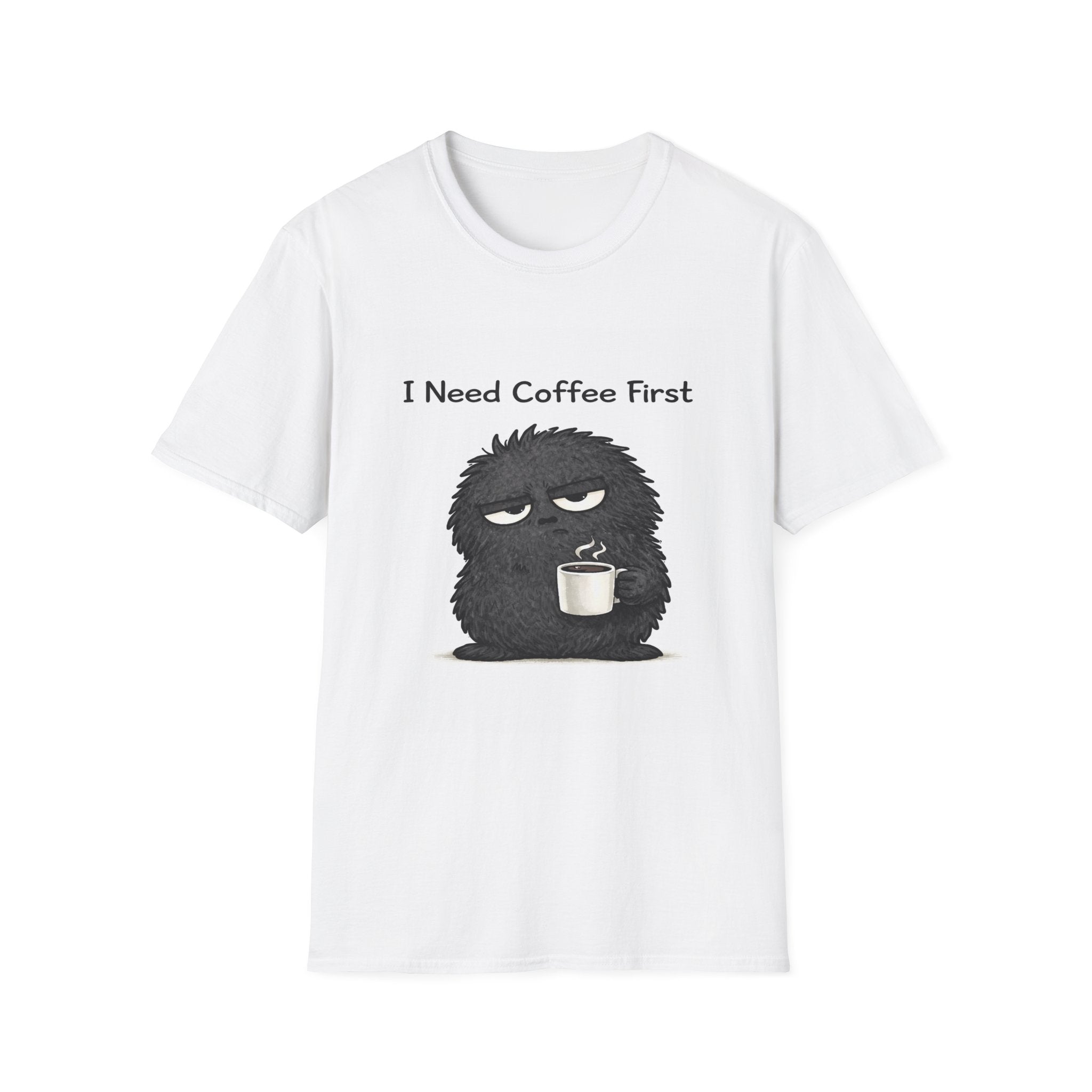 I Need Coffee First T-Shirt — Funny Grumpy Monster Coffee Tee