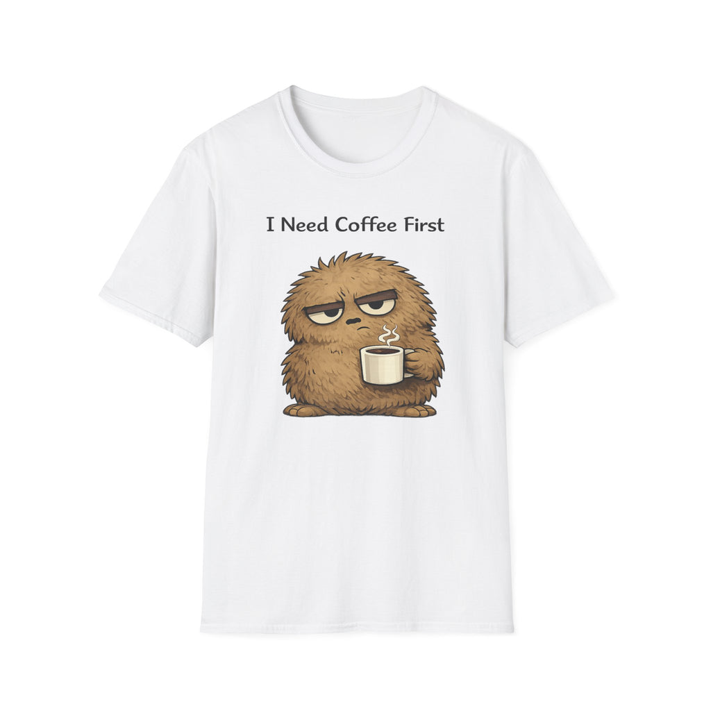 I Need Coffee First T-Shirt — Funny Grumpy Monster Coffee Tee