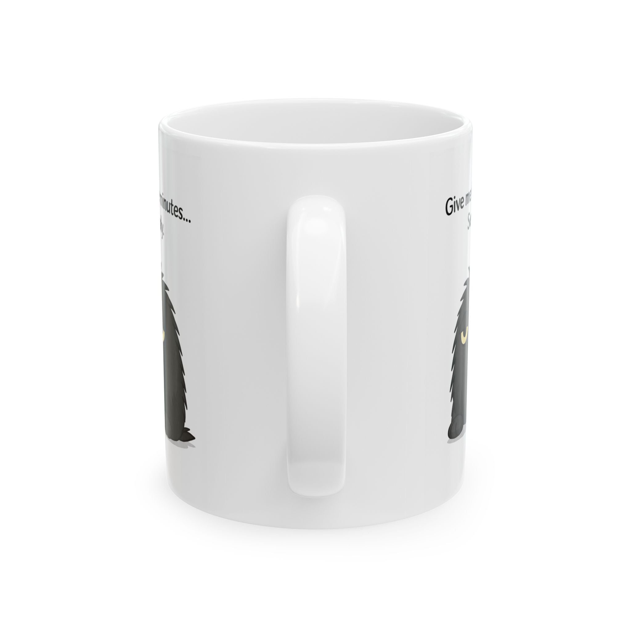 Ceramic Mug - Cute Black Grump Illustration | Funny Dry Humor Coffee Cup (11oz, 15oz)
