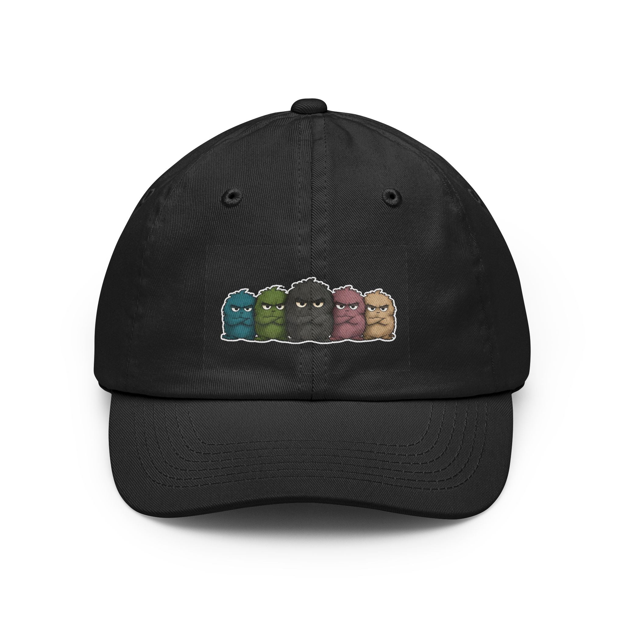 Grump Characters Embroidered Dad Hat — Black